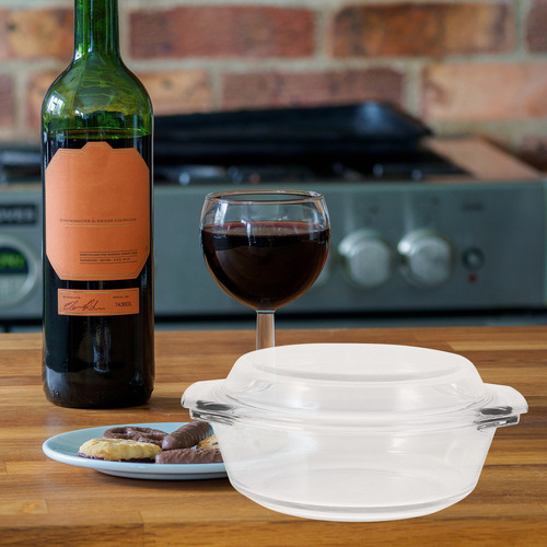 Cazuela De Vidrio Apta Para Microondas Y Horno Con Tapa