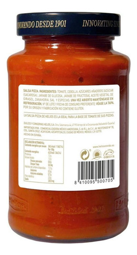 Salsa Para Pizza Helios Sin Gluten 580g