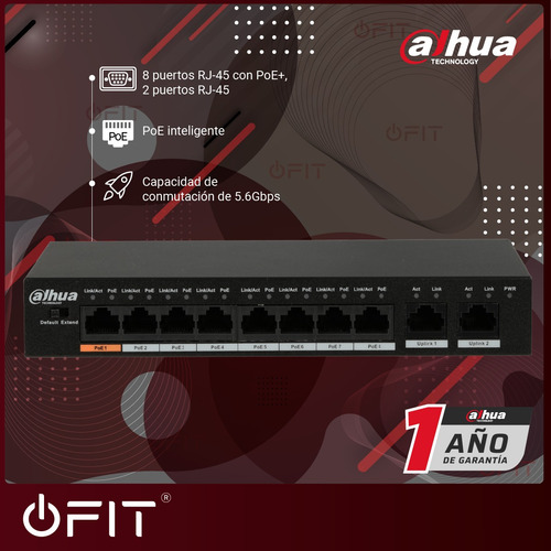 Imagen 6 de 10 de Switch Dahua Technology PFS3010-8ET-96 serie Switch