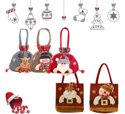 5pcs Bolsas De Punto For Muñecassanta Muñeco De Nieve Bolsa