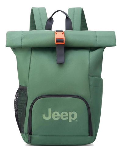 Mochila Portanotebook 14 Rolltop Jeep By Delsey 16d Color Verde Oliva Diseño De La Tela Jeep 16d