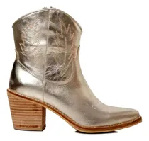 Comprar Botas Texanas Mujer Cuero 100% Taco Foliado Caña Baja Roma