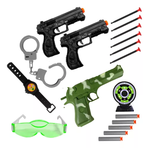 Pistola Nerf Lança Dardos Kit Arminha De Brinquedo Policia