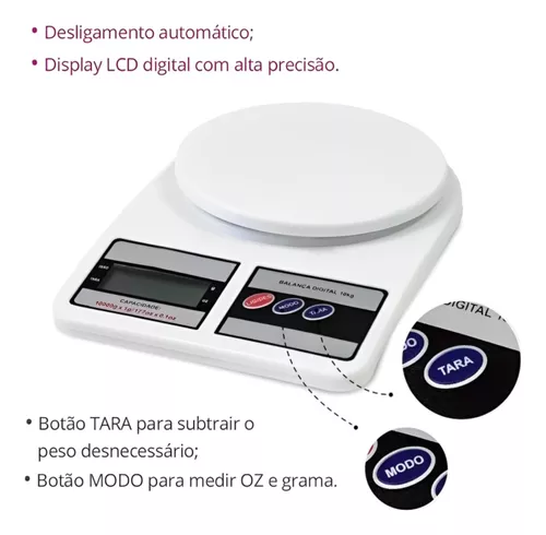 Balança Digital De Precisão Cozinha 10kg Nutrição E Dieta - Camicado