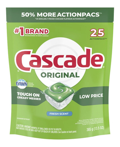 Detergente Lavavajillas Cascade Original Pack 25 Capsulas 