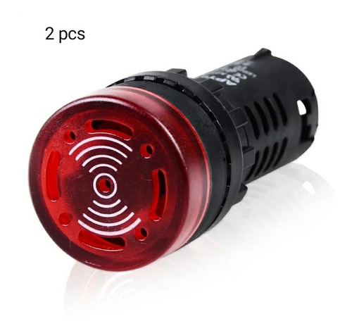 Luz Piloto Buzzer 22mm Roja Alarma Sirena 110/220v Pack 2