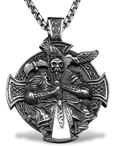 Bahamut - Collar Con Dije De Cruz De Nudo Celta Vikingo Odin