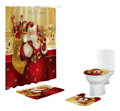 Juego De 4 Fundas Navideñas Para Cortinas De Baño