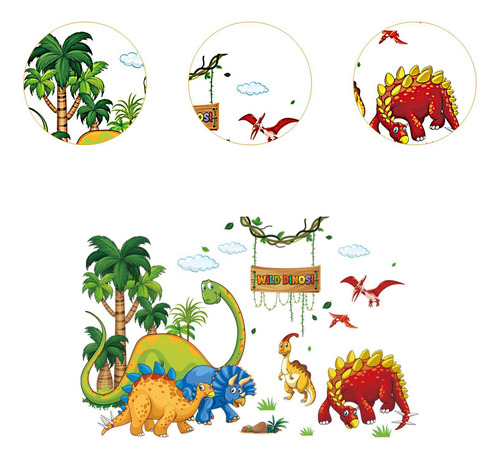 2 Pieces Dino Wall Sticker Peel And Stick For Home Decor