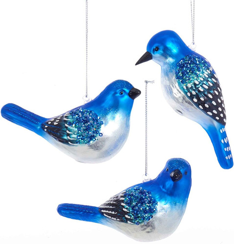 Kurt Adler Blue Birds Of Happiness  Juego De 3 Adornos ...