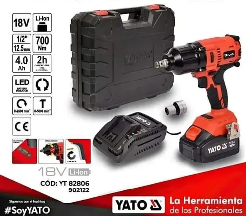Llave De Impacto Inalámbrica Yofidra 1/2" 1100 Nm | 20V, 2 Baterías 3000 MAh, 3 Velocidades, Luz LED, Con 4 Vasos