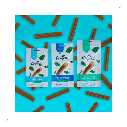 Petisco Stick Oral Care Menta Cães Raças Médias Origem Na