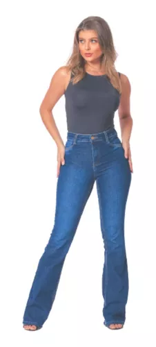 Calça Feminina Jeans Cintura Alta Elastano Levanta Bumbum