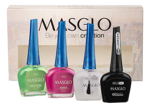 Kit Esmalte Tradicional Base+ Brillo Masglo Paso 1 Y 3