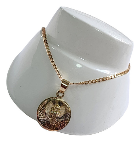 Pulsera De San Benito 2 De Oro Laminado Dorado+estuche Tm4 Diámetro 6 Cm Largo 18