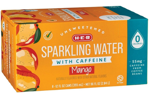 Agua Mineral Con Gas Sabor A Mango Sin Azúcar Con Cafeína