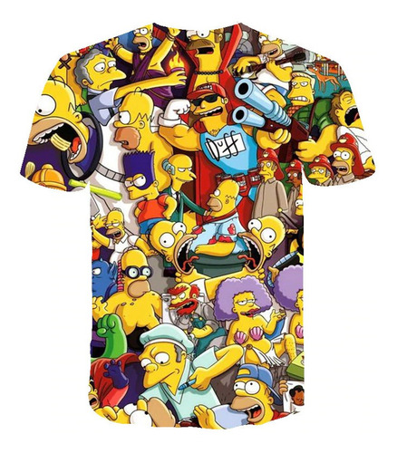 Polera Estampado 3d De Simpson | Tshirt Casual Tops