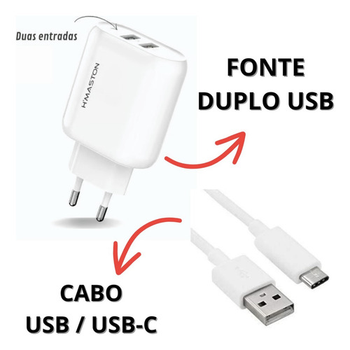 Fonte Turbo 50w Usb-c +c + Cabo Tipo C Compatível C/ iPhone