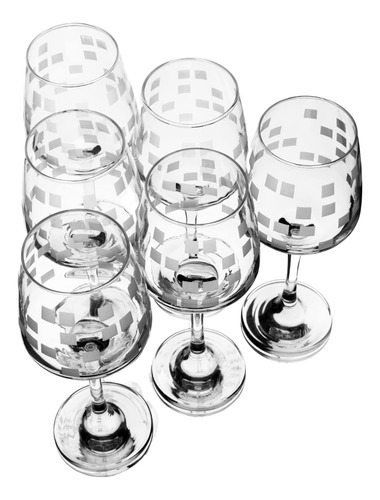 Juego De 6 Copas De Vino Con Diseño Cuadrado De Tinselglass,