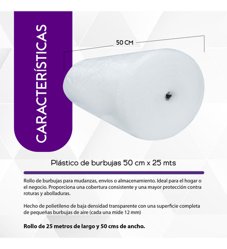 Plástico De Burbuja De 50 Cm X 25 Mts