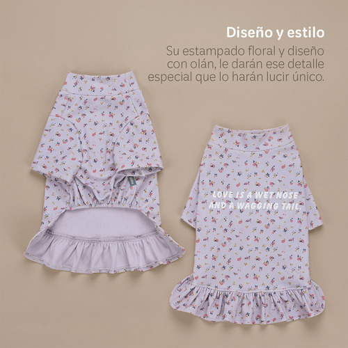 Playera Camiseta Perro Mediano Ropa Mascota Esquimal Pets Color Flores lila