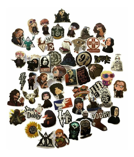 Set 50 Estampas Calcomanias Harry Potter Hermione Ron Dobby 