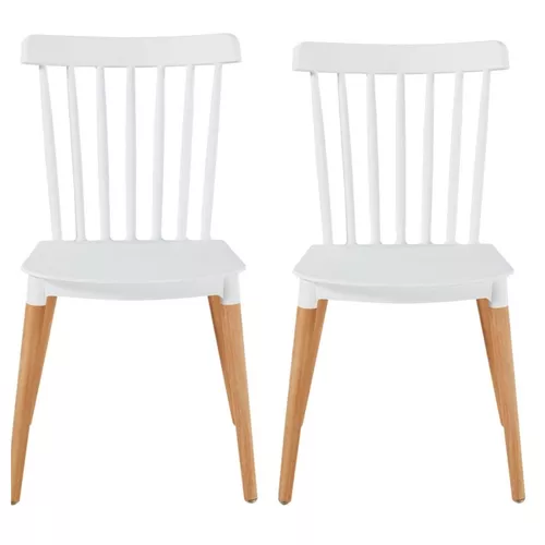  Juego de 2 sillas de comedor negras, sillas de comedor Windsor  de madera moderna de mediados de siglo, sillas de comedor con husillo de  granja con patas de madera curvada, sillas