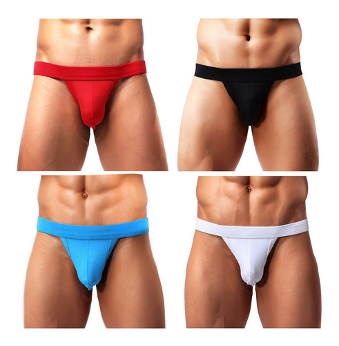 Kit 4 Hombres Jockstrap Ropa Interior Sexy Baja Altura Tanga