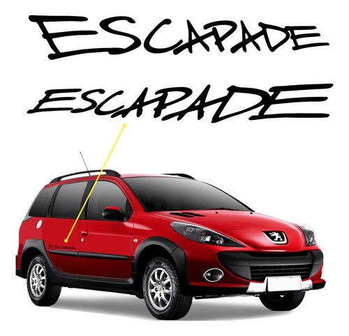 Adesivo Escapade Peugeot 206 Sw Emblema Lateral Preto