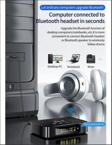 Transmisor Y Receptor Bluetooth 5.0 Con Puerto Auxiliar Y To