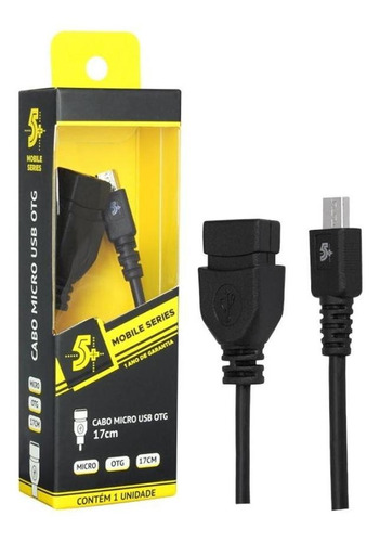 Cabo Adaptador Micro Usb/usb Femêa 17cm Preto 5+