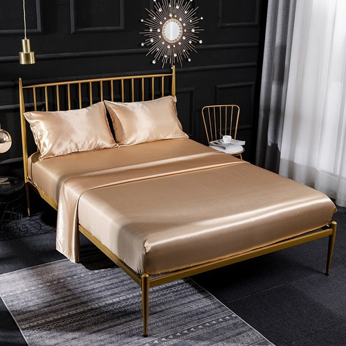 Conjunto De Cama Doble Matrimonial Juego De Seda De 4piezas