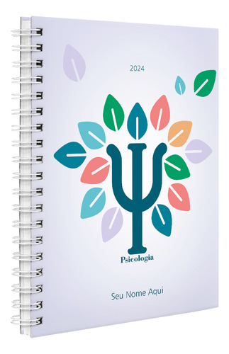 Agenda Planner 2024 Personalizada Prof. Psicologia Folhas