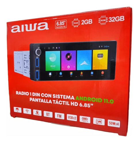 Radio Android Aiwa-a485bt Auto1din2+32gb Pantalla Touch 6.85