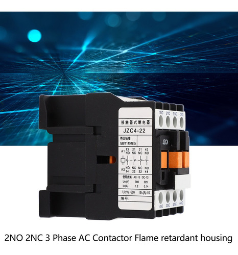 Contactor Eléctrico De 2 Polos Ac, Trifásico, 2no, 2nc, Inte