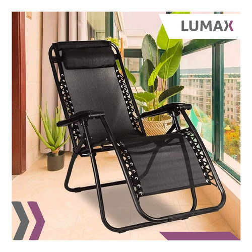 Set 2 Camastros Plegables Gravedad Cero Sillas De Playa Color Negro