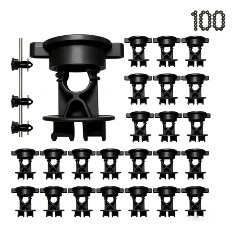 Pack de 100 Aisladores Eléctricos para Varilla de Plástico Negro