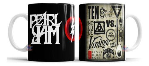 Taza Cerámica Pearl Jam Banda Rock Eddie Vedder Logos Discos