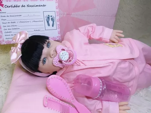 Boneca reborn brinquedos boneca bebê reborn barata com prendedor de chupeta  mamadeira fralda descartavel ED1 brinquedos