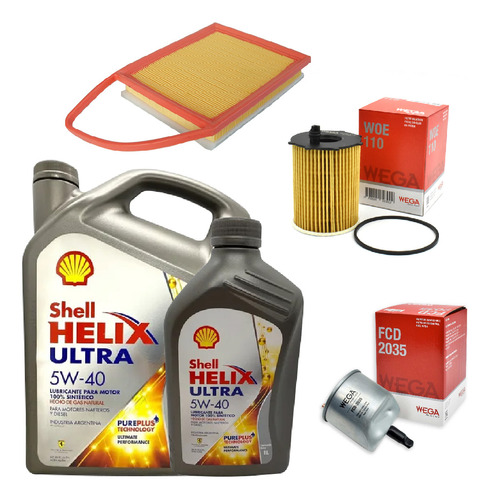 Kit 3 Filtros + 5l Aceite Shell 5w40 Peug 308 408 4008 Hdi