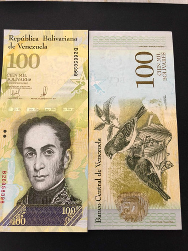 Cédula 100.000 Bolívares Venezuela Fe