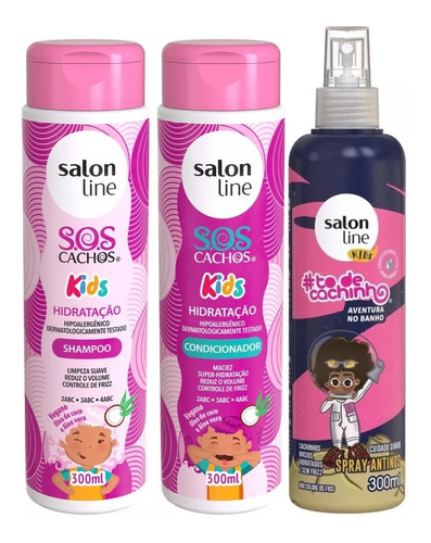 Kit Kids Shampoo Condicionador Spray Todecachinho Salon Line