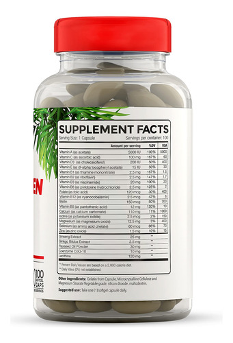 Cápsulas Full Life Multivitaminas Para Hombres 100 Cps