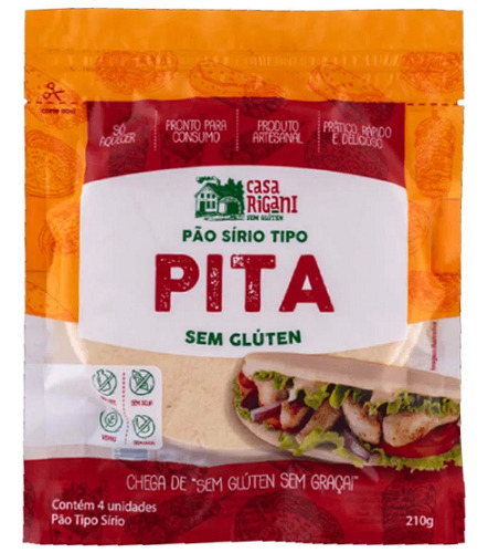 Pão Sírio Pita Casa Rigani 210g - Sem Glúten, Leite E Vegano