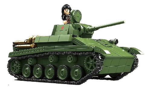 Bloques Para Armar Tanque T70 Con Soldaditos Sovieticos Ww2 689