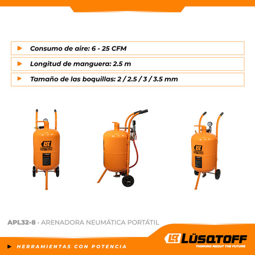 Arenadora Neumatica Portatil Apl32-8 32l Lusqtoff