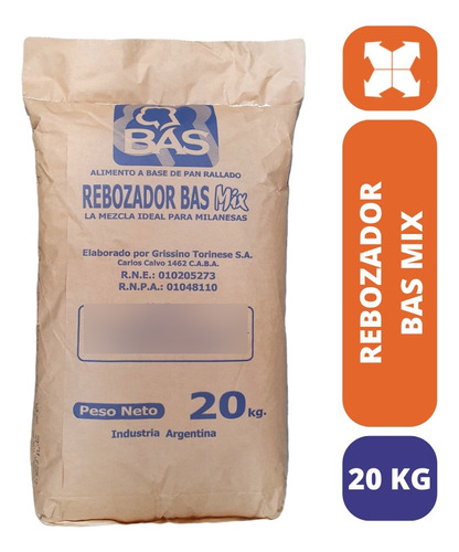 Rebozador Industrial Especial Para Milanesas X 20 Kg Bas Mix