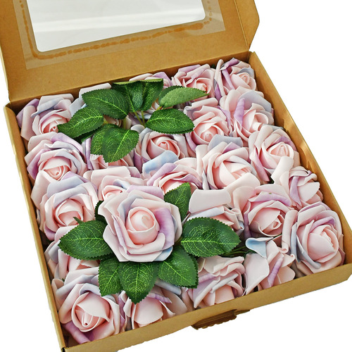 Mandy's 25 Pieza Flor Artificial Espuma Rosa Tallo Para Ramo