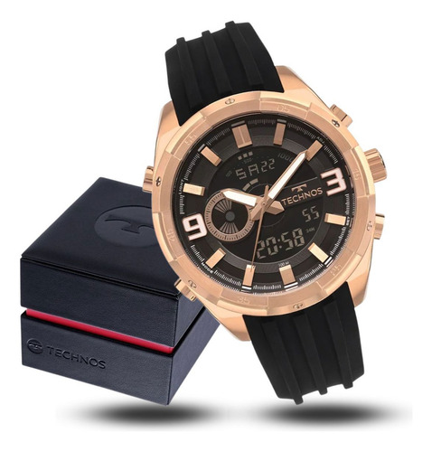 Relógio Technos Masculino Anadigi Multifunção Rosé Moderno