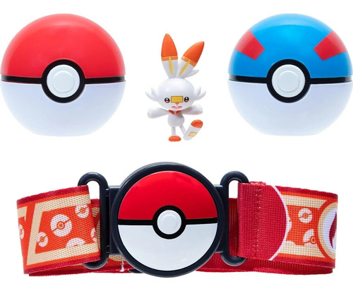 Figura Pokemon Set Cinturón 2 Pokebola Y Scorbunny Original